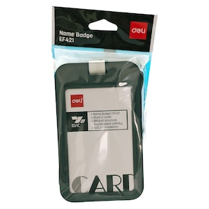 Deli EF421 Name Badge Card Holder, Double-Sided Visibility, Holds 2 Cards, 54 x 86 mm