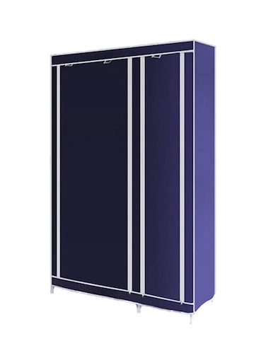 Double Canvas Wardrobe Clothes Storage Organizer Blue 110 x 175 x 45centimeter