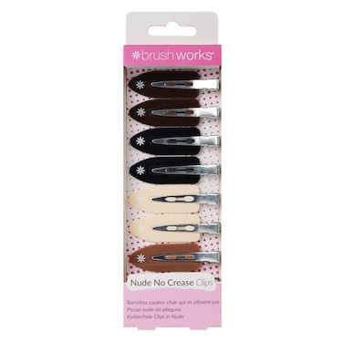 Brushworks Nude No Crease Hair Clips, 8 PCS