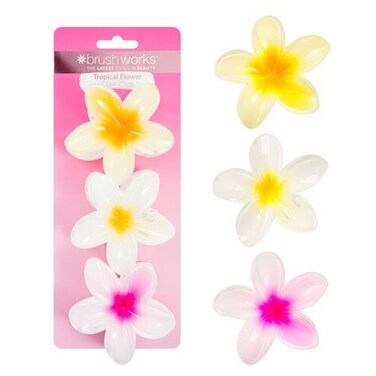 Brushworks Tropical Flower Claw Clips, 3 PCS