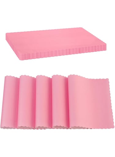 SparkSettings Paper Placemat Disposable, Pink Place Mats with Scalloped Edges, Durable Paper Placemat for Holiday Wedding Party Supplies Decor, 9.75 X 14 Inches, Pack of 50 -