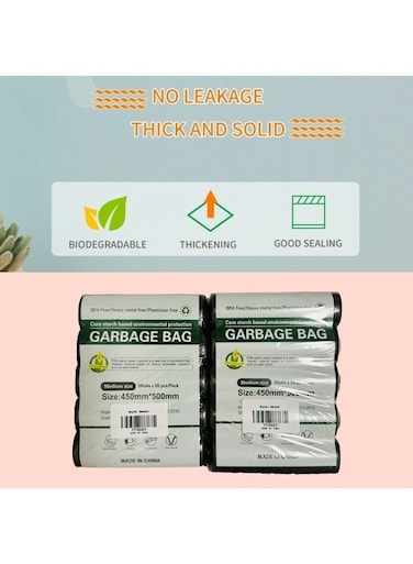 Bags Compact Roll Black 45x50cm 2.6Gallon (20pc x 5Rolls) 100bags