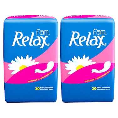 Fam Relax Maternity Pads, Extra Absorbent, 20 Pads, Pack of 2