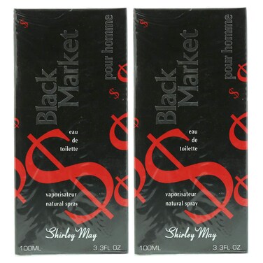Shirley May Black Market Eau de Toilette for Men, 100ml, Pack of 2