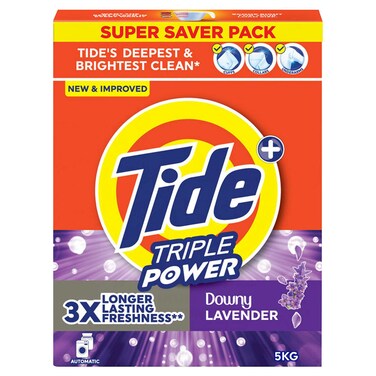 Tide Triple Power Downy Lavender Automatic Laundry Detergent Powder, 5kg