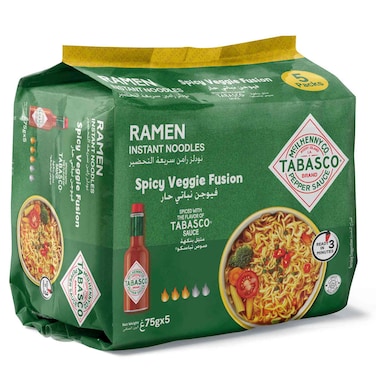 Tabasco Ramen Instant Noodles, Spicy Veggie Fusion, 75g, Pack of 5