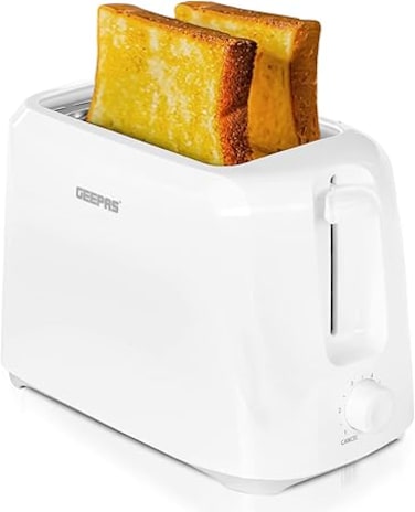 Geepas 2 Slice Bread Toaster, Variable Browning Setting, GBT36515   Cancel Function   Removable Crumb Tray   Wide Slots and High Lift Feature   Cord Storage