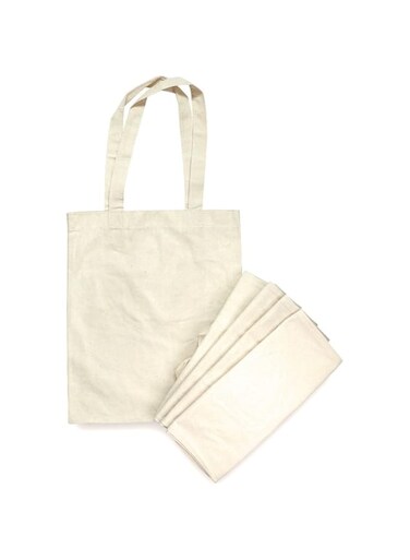 CoLab 5 Pack Resuable Plain Cotton Canvas Tote Bag for Grocery Shopping Bags Convenient and Daily Shopping Perfect or Crafting Decorating