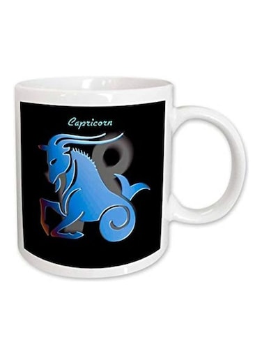 Capricorn Zodiac Printed Mug White/Black/Purple