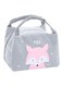 Printed Insulated Thermal Lunch Bag Grey/Pink 21x17x15cm
