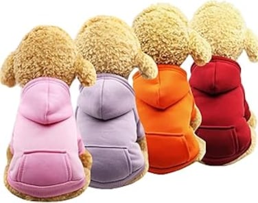 TOMVAES 4 Pieces Dog Hoodie Dog Clothes Sweaters with Hat, Pet Winter Clothes Warm Hoodies Coat Sweater for Small Dogs Chihuahua (X-Large)
