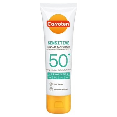 كاروتين سنسيتيف كريم واقي من الشمس للوجه للبشرة الحساسة بعامل حماية SPF50+، حماية رباعية الأبعاد من الأشعة فوق البنفسجية، 50 ملل