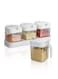Clear Glass Spice Jar with 304 Stainless Steel Lid and Spoon, Kitchen Salt Shaker Sugar Shaker, White, 3pc, 8 Oz