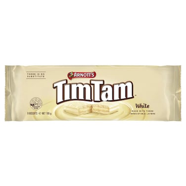 Arnott's Tim Tam White Chocolate Biscuits, Cream Centre and Smooth White Chocolate Coating, 165g