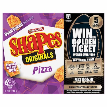 Arnott's Shapes Original Pizza Cracker Biscuits, Tomato and Melted Cheese Flavour, 190g