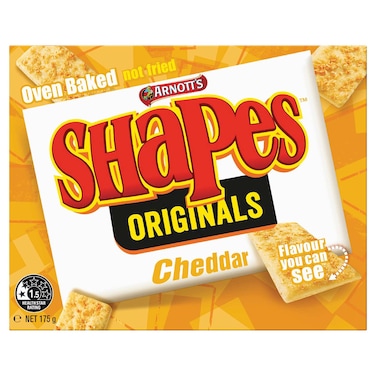 Arnott's Shapes Originals Cheddar Cracker Biscuits, Mild Cheddar Flavour, 175g