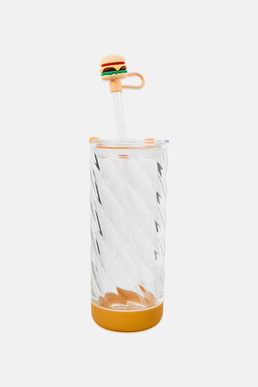 With Color Glass Water Bottle 570 ml, Transparent