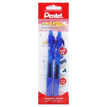 Pentel EnerGel X Gel Pens, 0.5 mm Needle Tip, Blue Ink, Pack of 2