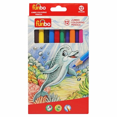 Funbo Jumbo Triangular Colouring Pencils, 12 Colors