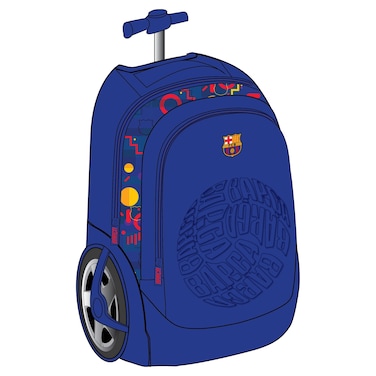 FC Barcelona 20 Inch Big Wheel Trolley Bag, Blue
