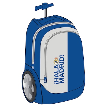 Real Madrid 20 Inch Big Wheel Trolley Bag, Blue and White