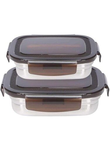 Stainless Steel Container Lunch Box Pack of 2 &ndash; 850 ML 1800 - &amp; Airtight Food Storage with Lids - Durable, Leak-Proof, &amp; BPA-Free for Kitchen, Travel - Dishwasher Safe - 304 Stainless Steel