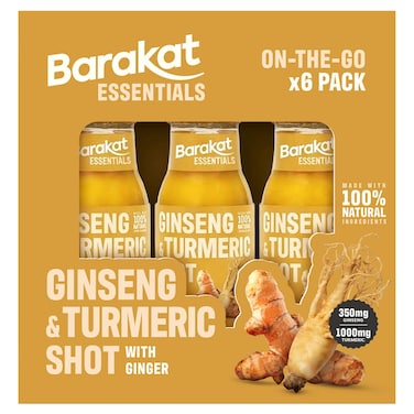 Barakat Essentials Ginseng and Turmeric Shot with Ginger, 35ml, Pack of 6
