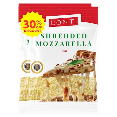Conti Shredded Mozzarella Cheese, 360g, Pack of 2