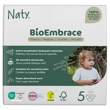 Naty BioEmbrace Baby Diapers Size 5 (11&ndash;25kg), 22 Pieces