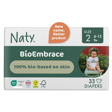 Naty BioEmbrace Baby Diapers Size 2 (3&ndash;6kg), 33 Pieces