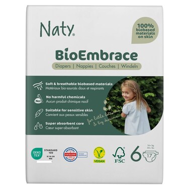 Naty BioEmbrace Baby Diapers Size 6 (16+kg), 17 Pieces