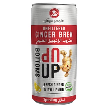 The Ginger People Bottoms Up Unfiltered Ginger Brew Sparkling Drink with Lemon, 180ml