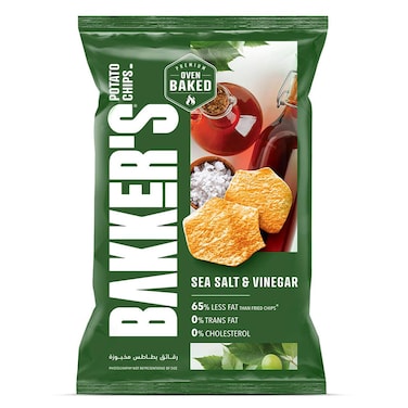 Bakker's Oven Baked Potato Chips Sea Salt and Vinegar, 45g