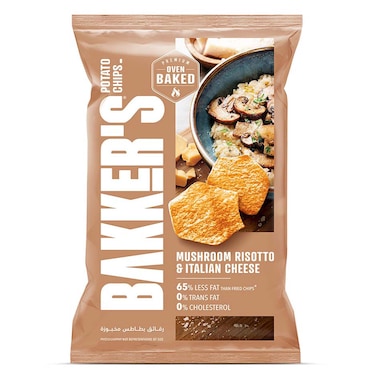 Bakker's Oven Baked Potato Chips Mushroom Risotto and Italian Cheese, 45g