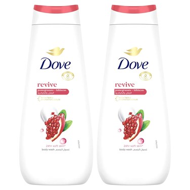 Dove Revive Body Wash Pomegranate and Hibiscus with Triple Hydration Serum, 400ml, Pack of 2