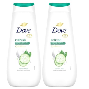 Dove Refresh Body Wash Cucumber and Green Tea with Triple Hydration Serum, 400ml, Pack of 2