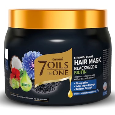 Emami 7 Oils in One Strength and Shine Hair Mask with Black Seed and Biotin, 420ml