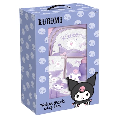 Kuromi 5-PCS Value Pack, Backpack, Lunch Bag, Pencil Case, Lunch Box and Water Bottle