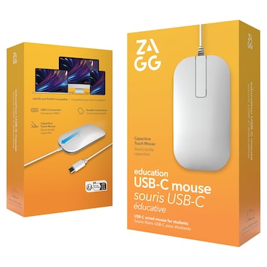 ZAGG Education USB-C Wired Desktop Mouse for macOS and iPadOS, White