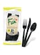 Fun Heavy-Duty Black Cutlery Set Spoons Knives Forks set Disposable Cutlery Set Plastic Cutlery Disposable Spoons Disposable Fork Plastic Spoon Heavy Duty Plastic Utensils (Pack of 18)