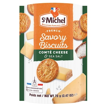 St Michel French Savory Biscuits Comt&eacute; Cheese and Sea Salt, 70g