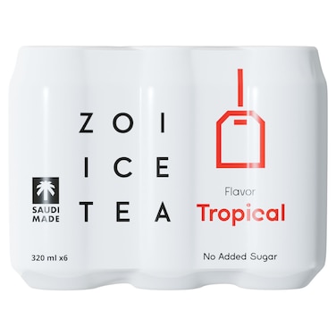 ZOI Ice Tea Tropical No Added Sugar, 320ml, Pack of 6