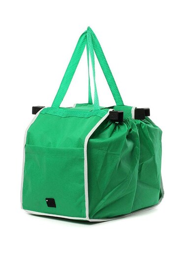 Folding Tote Shopping Bag with Handle Green 30cm