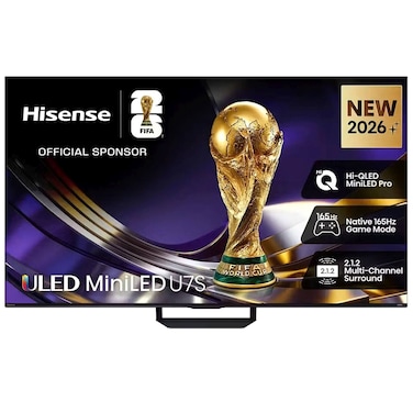 Hisense 75-Inch U7S Mini-LED 4K UHD Smart TV, 75U7S, Black