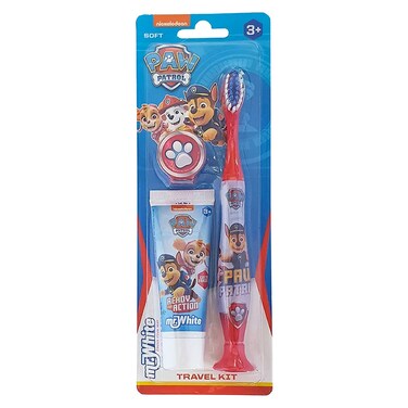 Mr. White Paw Patrol Kids Toothbrush and Toothpaste Travel Kit, 25ml