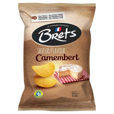 Brets Camembert Flavored Ridge Cut Potato Chips, 125g