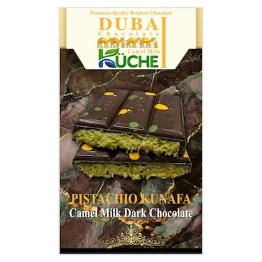 K&uuml;che Dubai Pistachio Kunafa Camel Milk Dark Chocolate, 80g