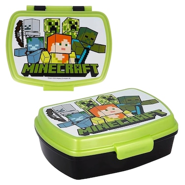Minecraft Animated Character Printed Single Compartment Lunch Box, Green and Black