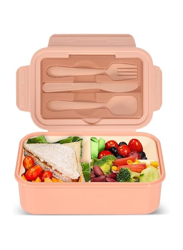 Lunch Box, 1400ml Bento Lunch Box for Adults and Kids, Lunch Container with 3 Compartments, Lunch Box with Cutlery, Dishwasher