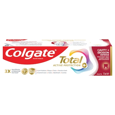 Colgate Total Active Protection Cavity Plus Erosion Defense Fluoride Toothpaste, 75ml